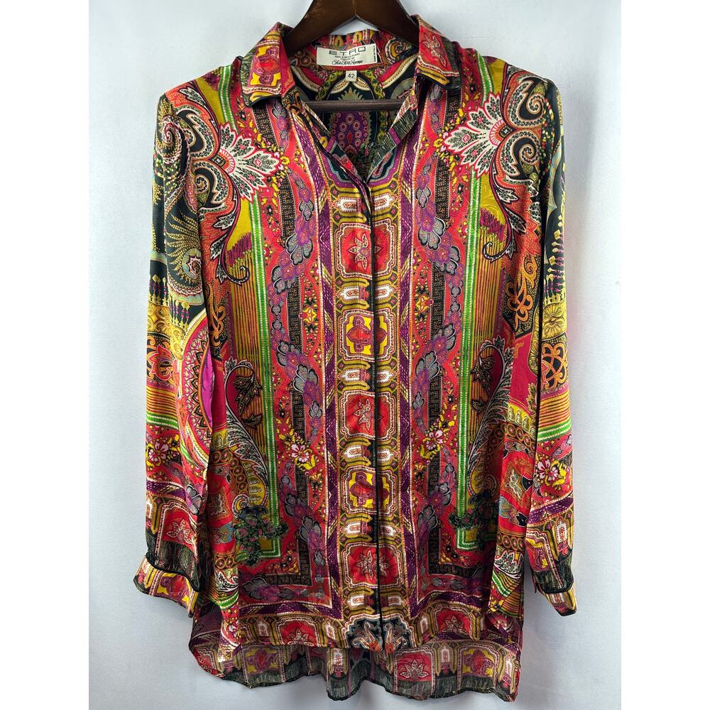 Women’s Etro Multicolor Paisley Print Blouse Size 42 US 10/12
